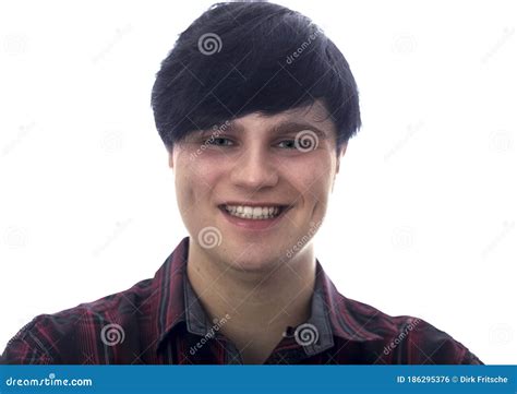 Portrait Of A European Young Man 21 Years Old Against A White