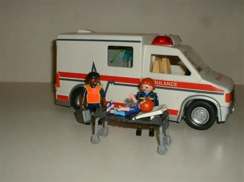 PLAYMOBIL HOSPITAL AMBULANCE Flashing Lights Siren Complete As