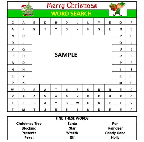 MERRY CHRISTMAS Party Word Search Game Very Fun for All Ages Print as ...