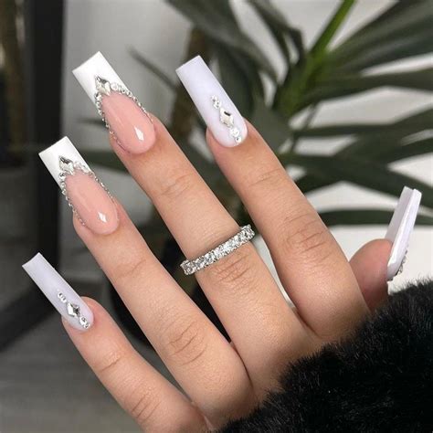 French Tip Acrylic Nails White Acrylic Nails Long Square Acrylic