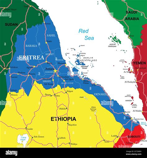 Highly Detailed Vector Map Of Eritrea With Administrative Regions Main