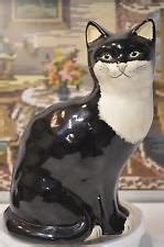 Babbacombe Devon Pottery Sitting Black White Cat Tall Vintage