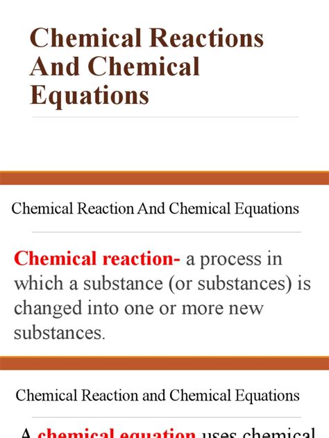 10. Chemical Reactions and Chemical Equations | PDF