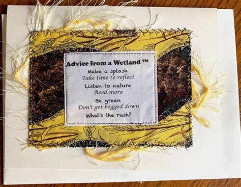 Wetlands Advice Poem Frameable Handmade Stitched Blank Greeting Card