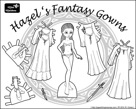 Hazels Fantasy Gowns Black And White Paper Doll • Paper Thin Personas