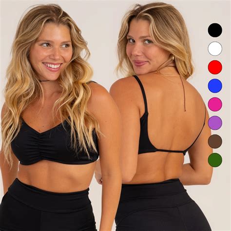 Top Academia Costas Abertas Nuas Cropped Franzido Feminino Crossfit