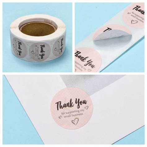 Rouleau D Tiquettes Autocollantes Mm Thank You Nude Noir X Perles Co