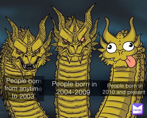 People born from anytime to 2003 People born in 2004-2009 People born
