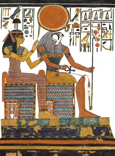 Ancient Egyptian Gods Hathor And Re Art Print by Ben Morales-Correa