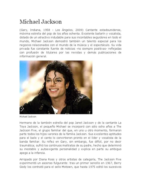 Michael Jackson Biografia Pdf Michael Jackson Industria De La Música