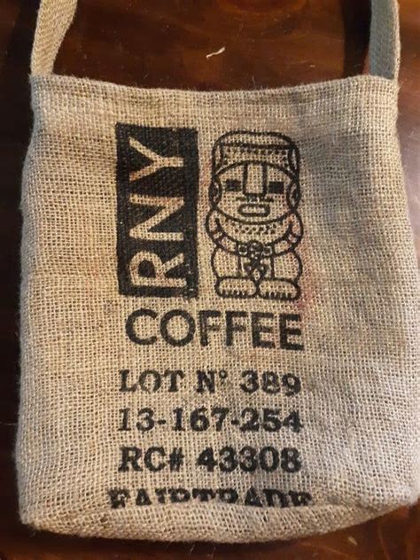 Upcycled Reuseable Burlap Coffee Bag Tote Recycled Medium Etsy