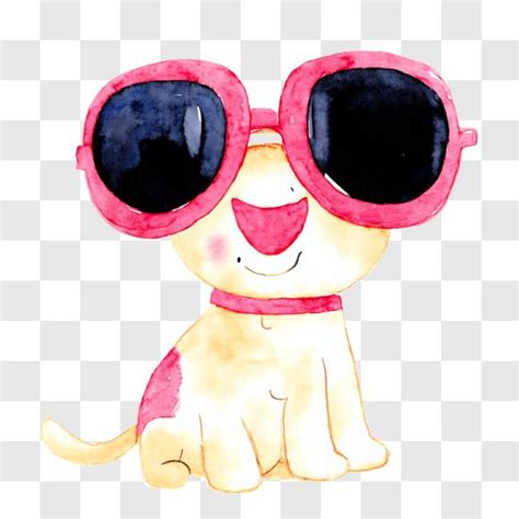 Download Happy Cartoon Cat Wearing Pink Sunglasses PNG Online - Creative Fabrica