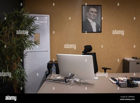 A Portrait Of Mustafa Kemal Atat Rk Hanging In A Office In Fethiye