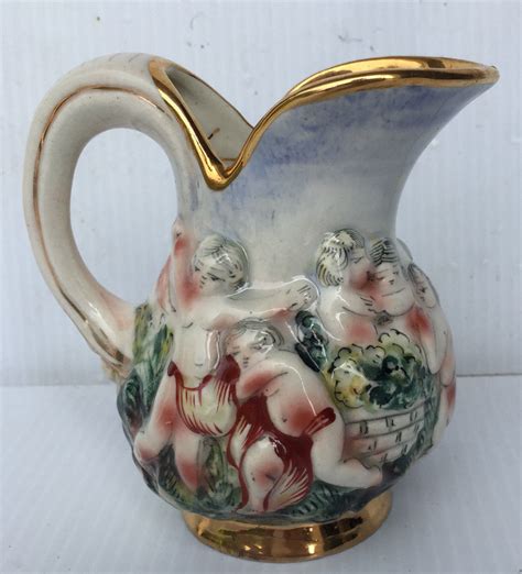 Capodimonte Small Inch Pitcher Ewer Nude Cherubs No Made