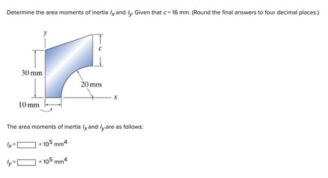 Solved Determine The Area Moments Of Inertia Ix And Iy Chegg