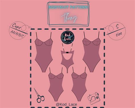 Bodysuit Lingerie Sewing Pattern Thong Size S Cups In Pdf Etsy