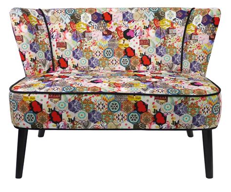 Canapé 2 places tissu motifs patchwork multicolores So Skin