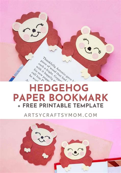 Printable Hedgehog Bookmark + Free Template