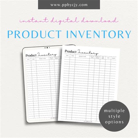 Product Inventory Management: Comprehensive Tracking Printable Template – Printable Pages by CJY