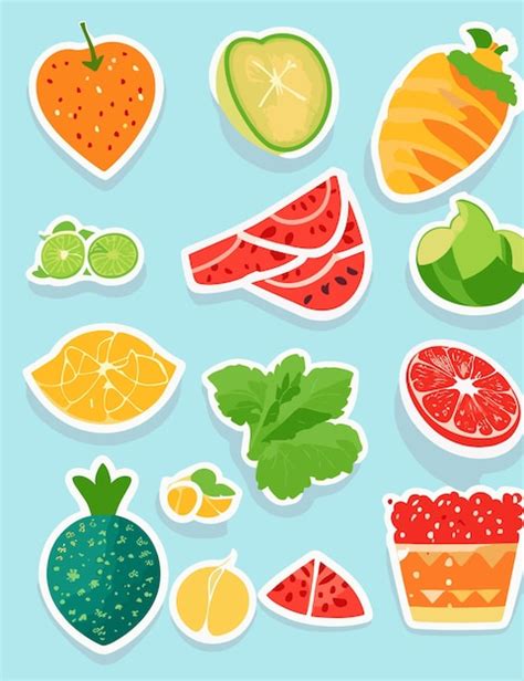 Premium Vector | Set of healthy food stickers