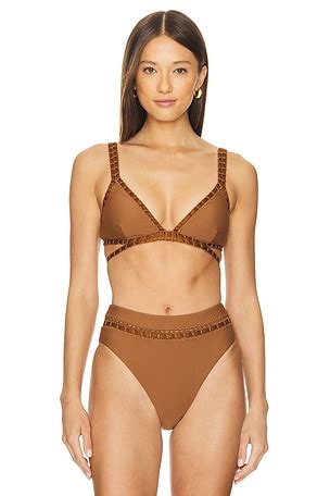 SIMKHAI Shaya Cut Out Bikini Top In Coffee REVOLVE