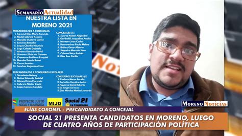 Social 21 presenta candidatos en Moreno luego de cuatro años de