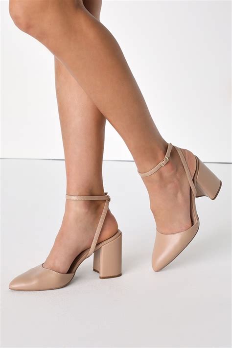 Lulus Marikoy Light Nude Pointed Toe Ankle Strap Heels In Beige Modesens