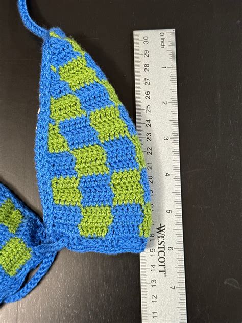 NWT Crochet FULL LINED Bikini Adjustable Summer Handmade Checkered Pattern Blue Green Etsy