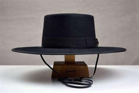 Bolero Hat The GAUCHO Black Fur Felt Flat Crown Wide Brim Etsy UK