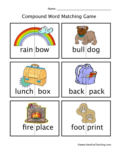 Compound Words Matching Worksheet Have Fun Teaching