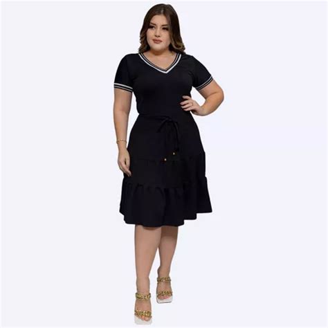 Vestido Midi Soltinho Rodado Curto Manga Curta Plus Size Gg