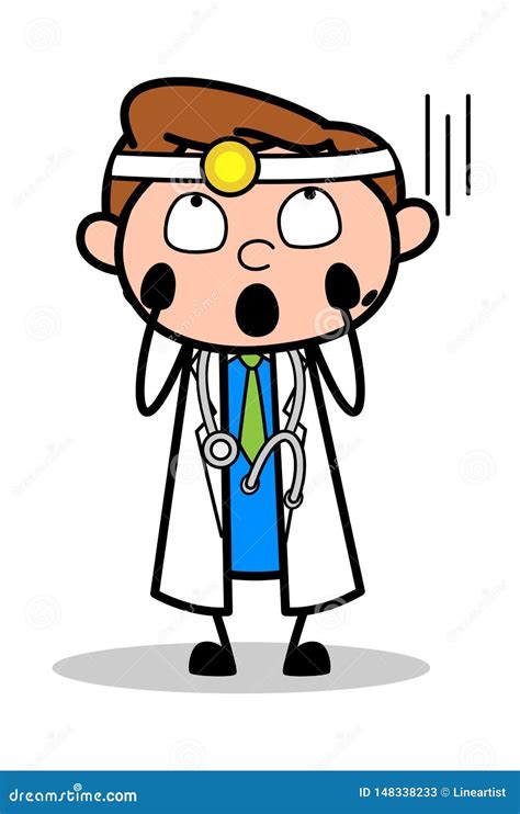 Erschrocken Berufskarikatur Doktor Vector Illustration Stock