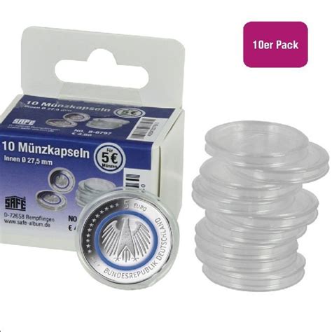 Münzkapseln Durchmesser 27 5 mm für Format 5 Euro Münzen 10 Stück