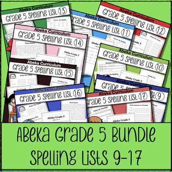 Abeka Spelling Vocabulary Poetry Th Ed Lists Bundle