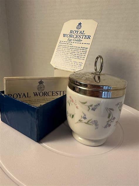 Vintage Large Worcester Porcelain Egg Coddler Royal Worcester Forget Me