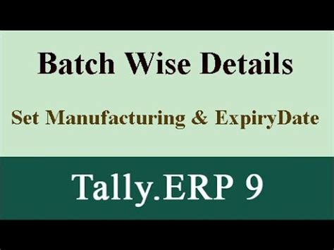 Batch Wise Details In Tally Erp Youtube