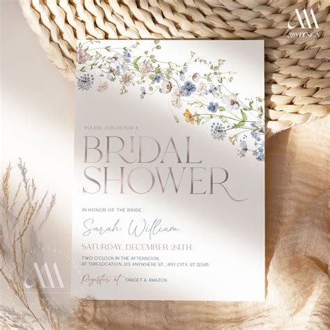 Best Wildflower Bridal Shower Invitation Template Bridal Shower