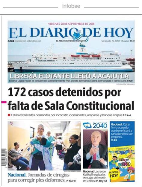 El Diario De Hoy El Salvador Viernes 28 De Septiembre De 2018 Infobae