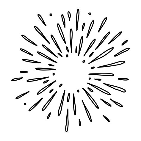 Doodle sketch style of Starburst, sunburst, Element Fireworks Black ...