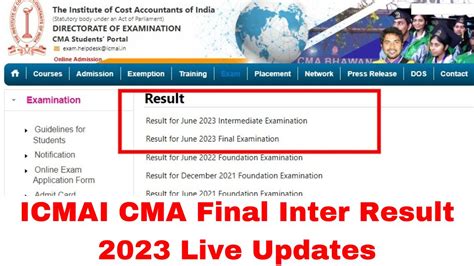 Icmai Cma Final Inter Result Link Out Get Live Updates Pass