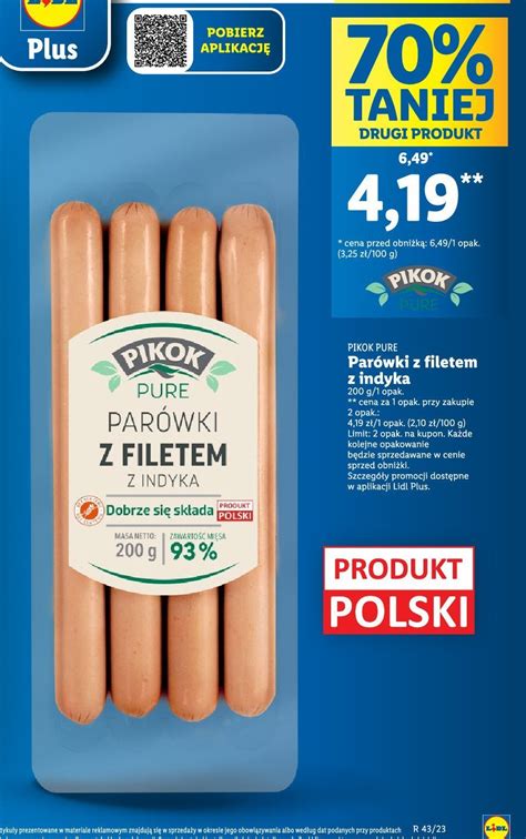 Parówki z indyka Pikok pure cena promocje opinie sklep Blix