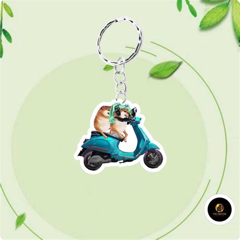 Móc khoá Cheems cưởi xe mẫu hot móc khoá mica Shopee Việt Nam