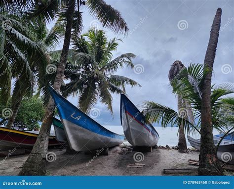 Boats at Necocli Beach in Colombia Stock Photo - Image of palms ...