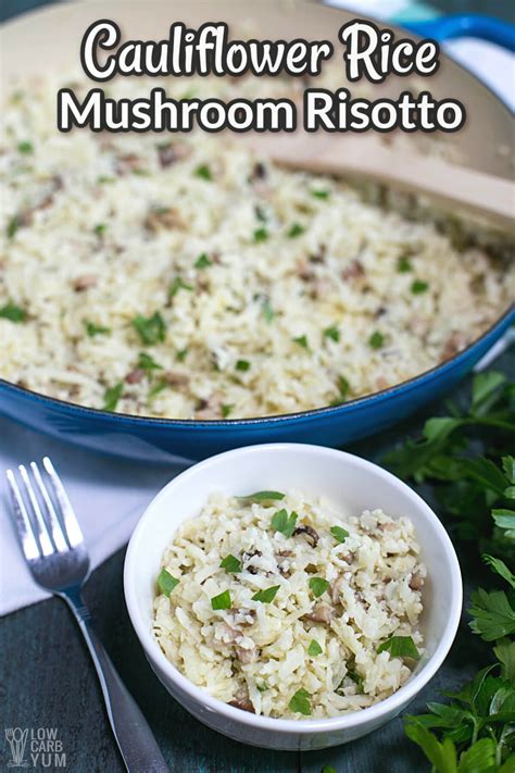 Easy Mushroom Cauliflower Rice Risotto Vegan Low Carb Yum