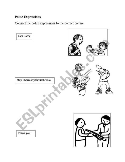 English Worksheets Polite Expressions