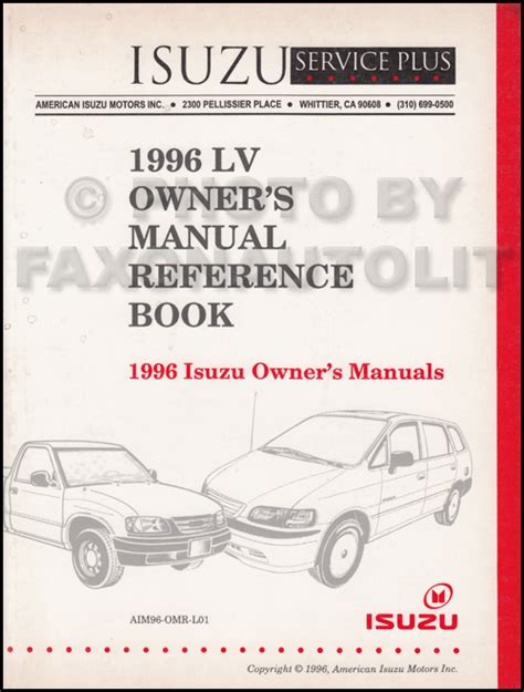 Isuzu Lv Owner S Manual Original Reference Book Rodeo Trooper