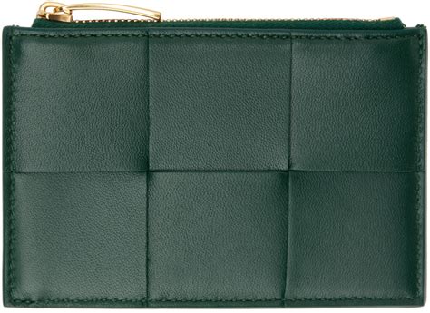 Bottega Veneta Green Cassette Zippered Card Holder Ssense