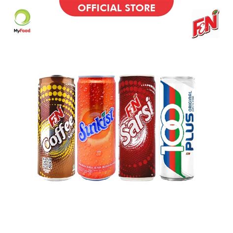 F N Minuman Kaleng Soda Berkarbonasi Rasa Coffee Soda Sunkist 100 Plus