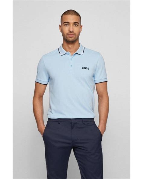 Boss By Hugo Boss Cotton Light Blue Mens Polo Shirts Size M For Men Lyst