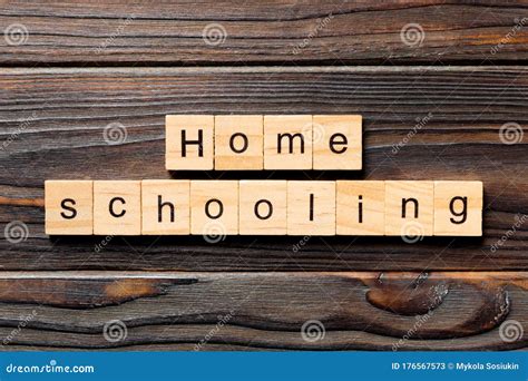 Homeschooling Word Written On Wood Block Home Schooling Text On Table